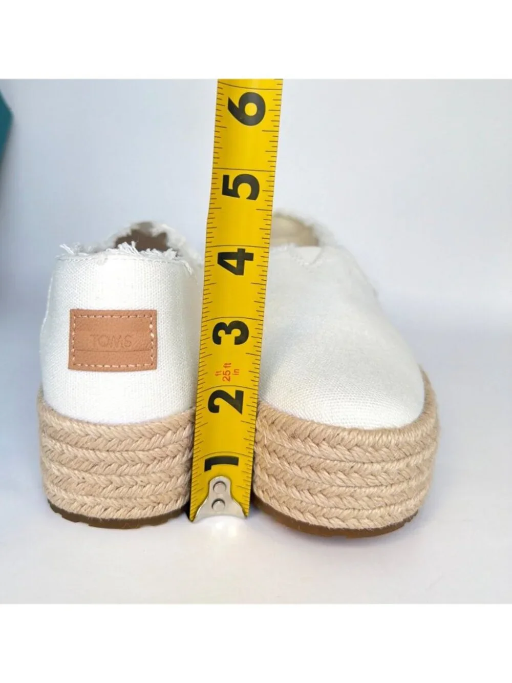 TOMS Valencia Platforms Espadrille White Canvas Women Size 8